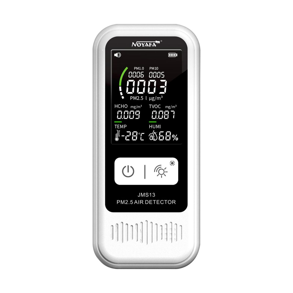 NOYAFA JMS13 Household PM2.5 Detector Temperature Humidity Monitor Rechargeable LCD Digital Air Quality Detector TVOC/HCHO Formaldehyde Tester PM2.5 Monitor Desktop Thermometer Hygrometer Formaldehyde Air Quality Analyzer for