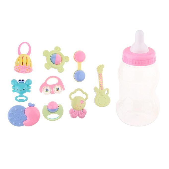 Baby Infant Bottle Rattle Toy Set Combination Teether Rattle Set Baby