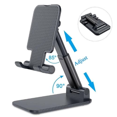 Folding Desktop Phone Stand Bracket - Black