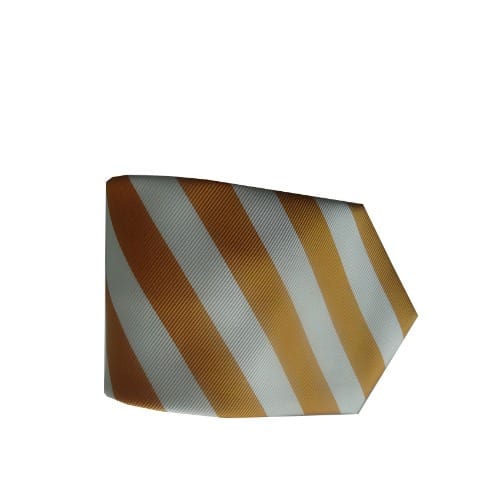 MT-3977 Classy Striped Men's Tie - White & Orange