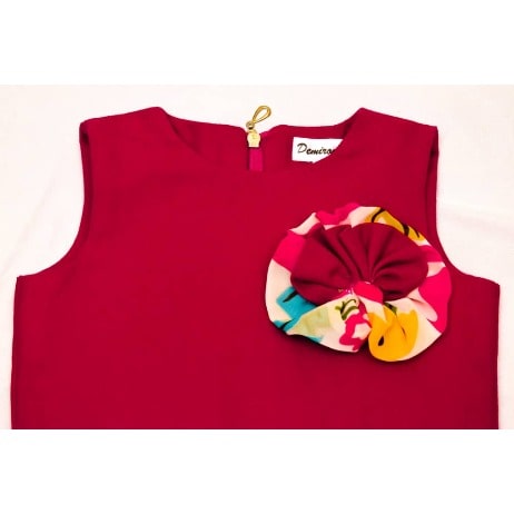 Girl's Dress With Multicolored Chiffon - Deep Pink