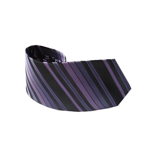 MT-3962 Detailed Striped Men's Tie - Black & Purple