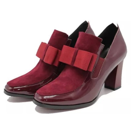 Leather/Patent Leather Bow Cover Shoes
