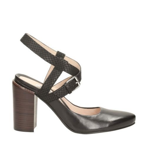 Crumble Spice Leather Stacked Heels - Black