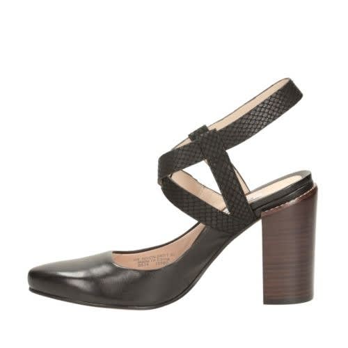 Crumble Spice Leather Stacked Heels - Black