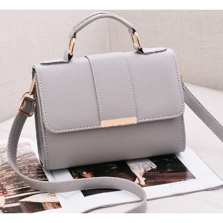 Outing/office Ladies Box Bag With Dual Handle - Grey