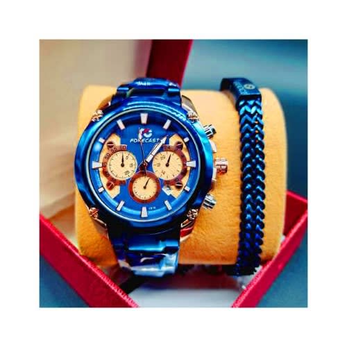 No Fading Wrist Watch + Matching Wrist Set - Blue