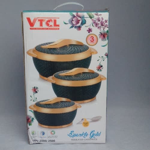 Vtcl Sparkle Gold 3 Piece Insulated Casserole Dish Set