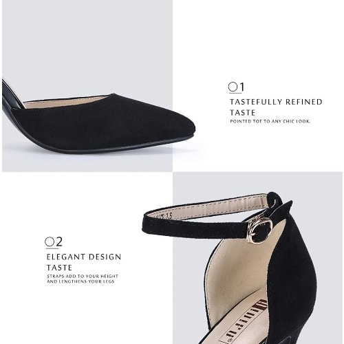 Women's High Heel Ankle Strap Pump - Black Suede