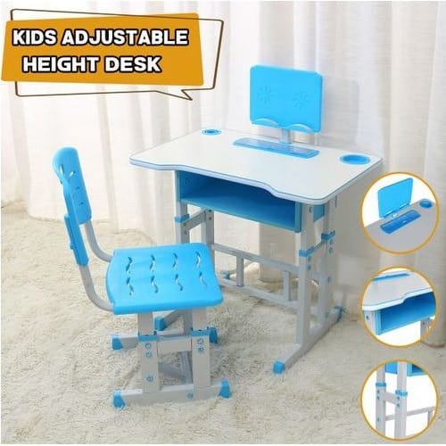 Ergonomics Height Adjustable Kids Study Desk And Chair Set Blue  - 70 x 46cm