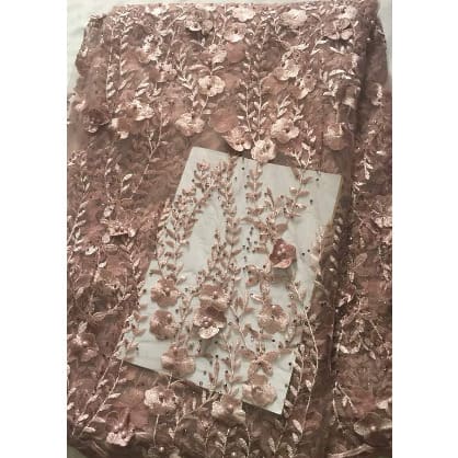 3D Bridal Embroidered & Beaded Lilac African Swiss Lace Fabric