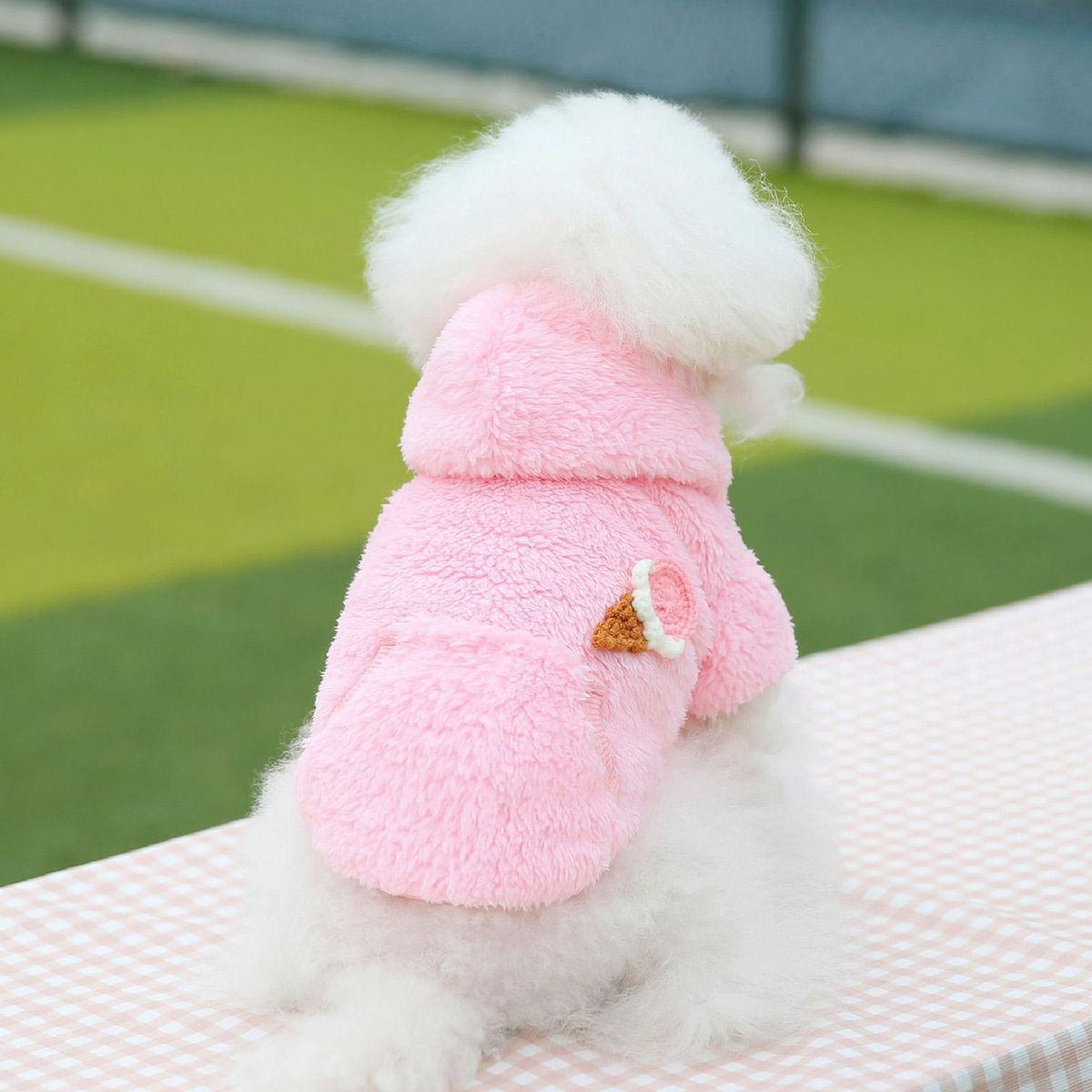 Dog Jacket Cartoon Pet Hoodie Jacket Winter Clothes Pink