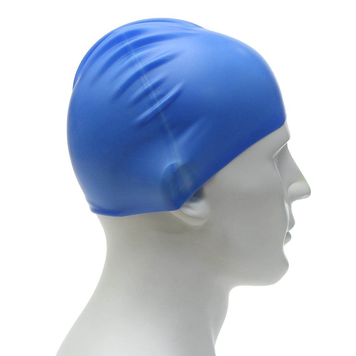 Unisex Adult Kids Children Swimming Pool Cap Silicone Swim Hat Waterproof Shower Blue