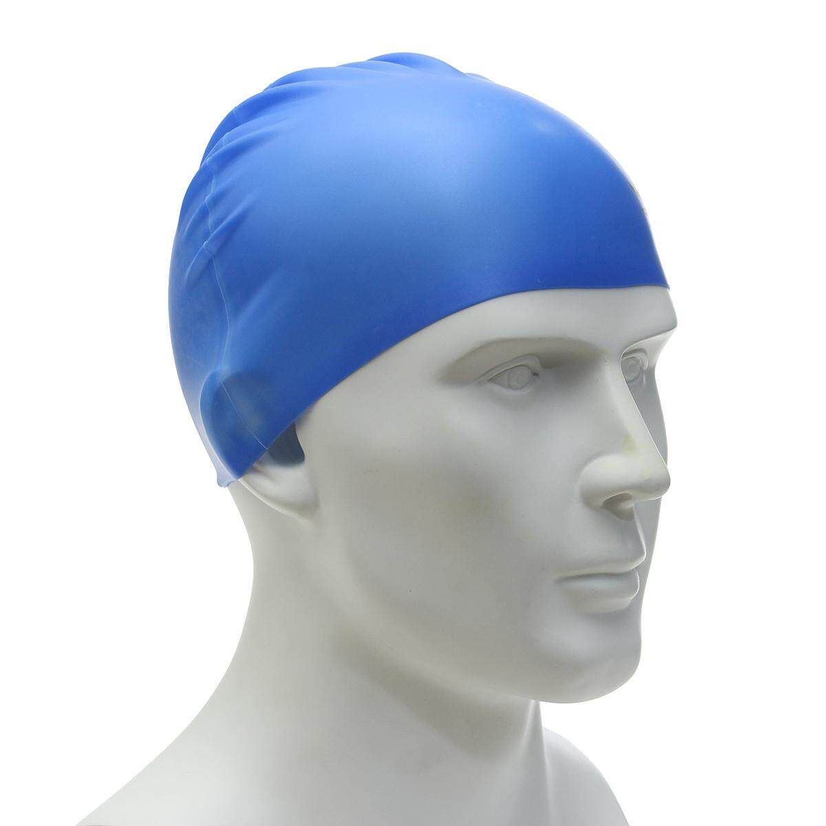 Unisex Adult Kids Children Swimming Pool Cap Silicone Swim Hat Waterproof Shower Blue