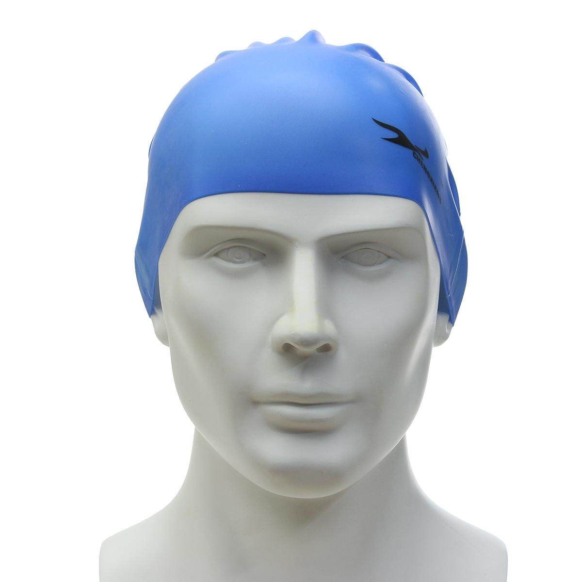 Unisex Adult Kids Children Swimming Pool Cap Silicone Swim Hat Waterproof Shower Blue