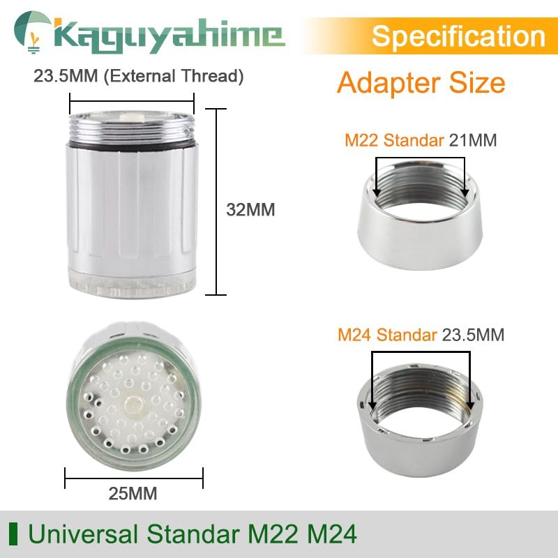 Kaguyahime LED Faucet Illuminated Color Faucet Nozzle For Bathroom Faucet Hose Hand Shower R Kitchen Head Stainless Steel Hose 1.5M