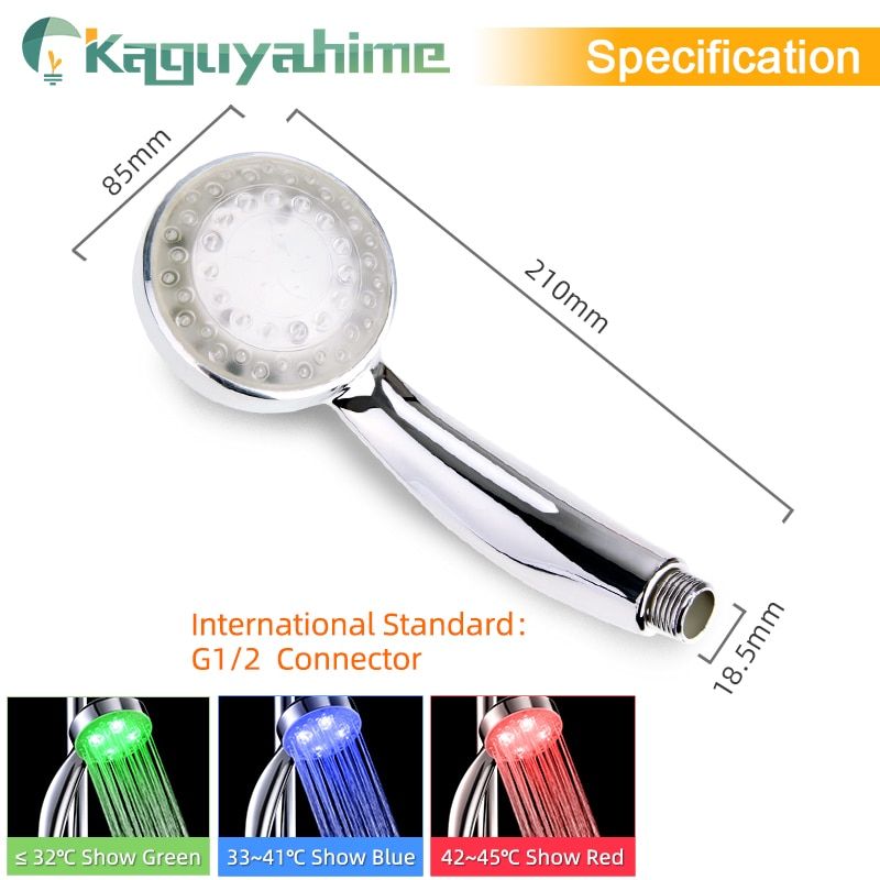 Kaguyahime LED Faucet Illuminated Color Faucet Nozzle For Bathroom Faucet Hose Hand Shower R Kitchen Head Stainless Steel Hose 1.5M