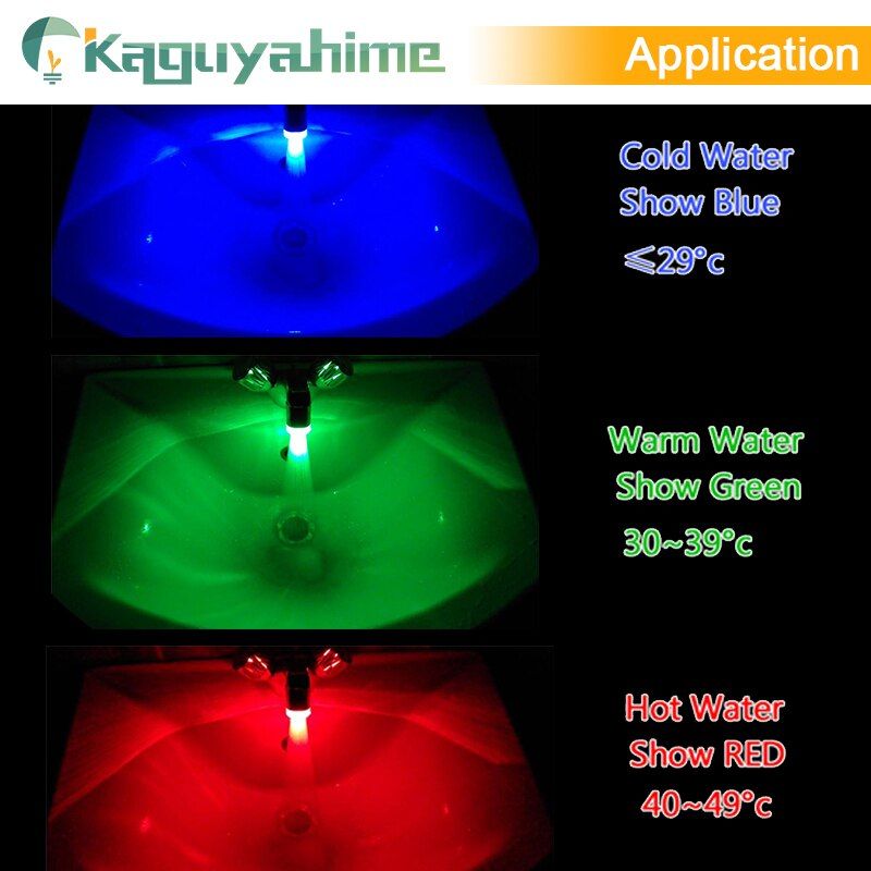 Kaguyahime LED Faucet Illuminated Color Faucet Nozzle For Bathroom Faucet Hose Hand Shower R Kitchen Head Stainless Steel Hose 1.5M