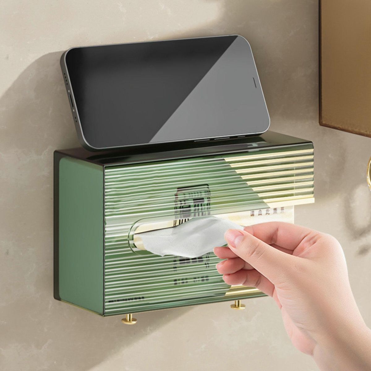 Tissue Holder under Desk Tissue Dispenser Kitchen Countertop Organizer Green
