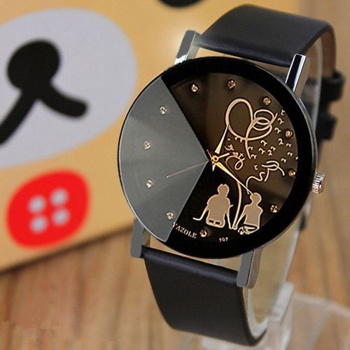 Top Luxury Brand Watch Fashion  Couple Quartz Watches Lover Leather Wristwatch Gift For Women Men YZL197H-AB-Black