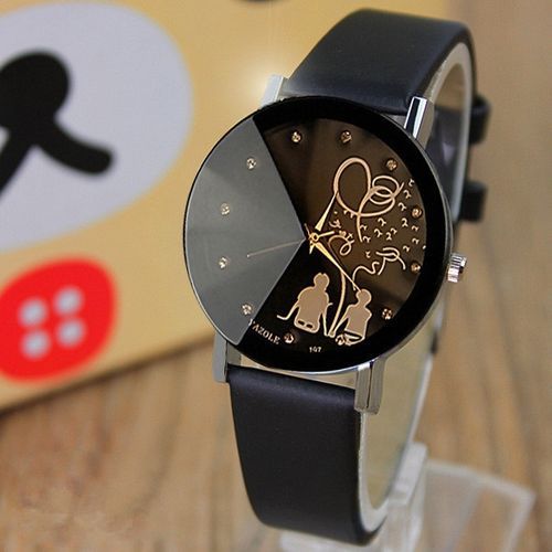 Top Luxury Brand Watch Fashion  Couple Quartz Watches Lover Leather Wristwatch Gift For Women Men YZL197H-AB-Black