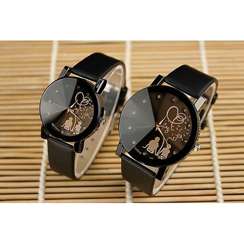 Top Luxury Brand Watch Fashion  Couple Quartz Watches Lover Leather Wristwatch Gift For Women Men YZL197H-AB-Black