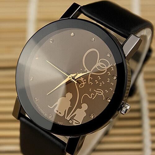 Top Luxury Brand Watch Fashion  Couple Quartz Watches Lover Leather Wristwatch Gift For Women Men YZL197H-AB-Black