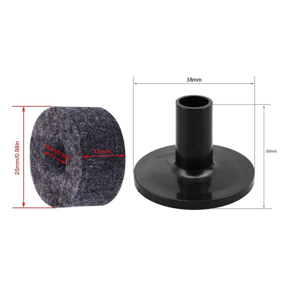 8PCS Cymbal Stand 25mm Felt Washer + 2PCS Cymbal Sleeves Rep