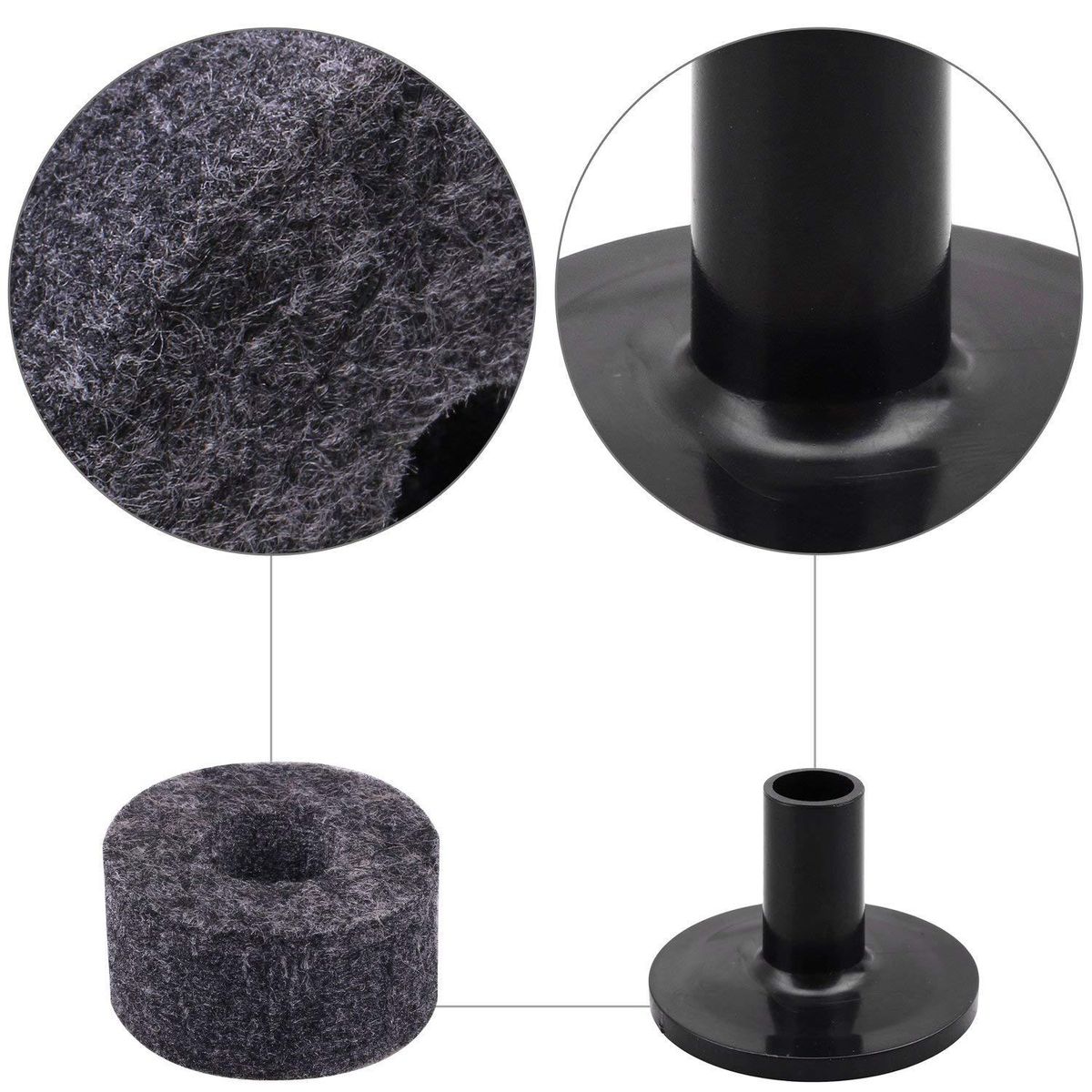 8PCS Cymbal Stand 25mm Felt Washer + 2PCS Cymbal Sleeves Rep