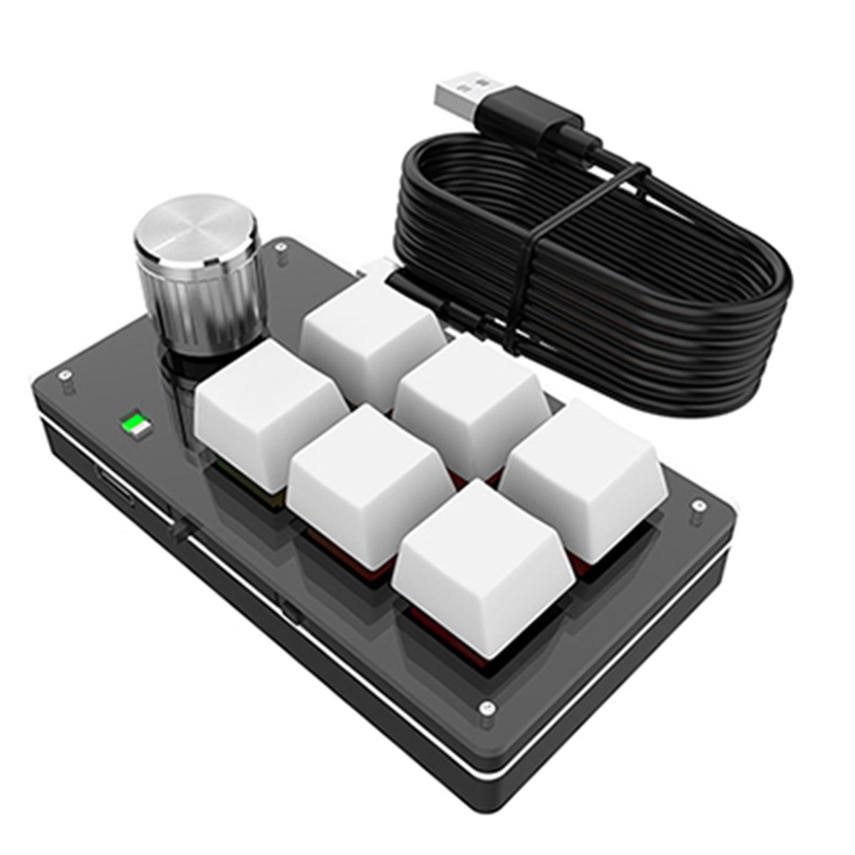 One hand Wired RGB Keyboard Mini Mechanical Keyboard USB Custom keyboard Macro Programmable keyboard 6 keys 1 knob