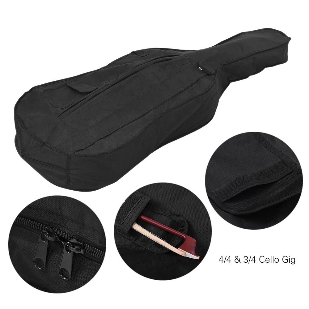 Portable 4/4   3/4 Cello Gig Carrying Bag Case Backpack