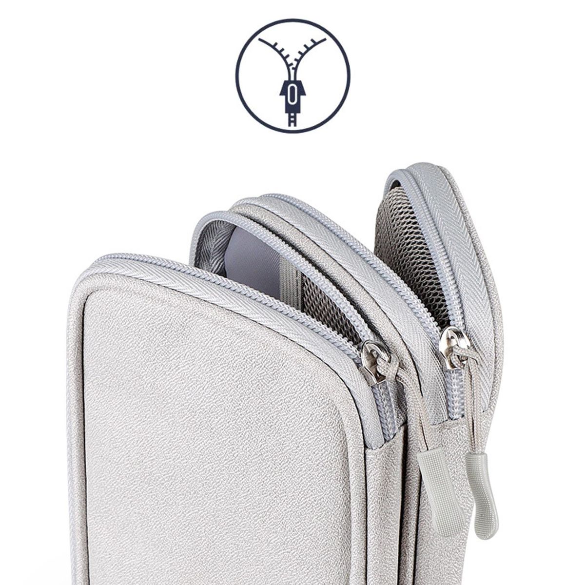 Travel Cable Organizer Bag Double Layer Carry Bag Storage Cases Gray