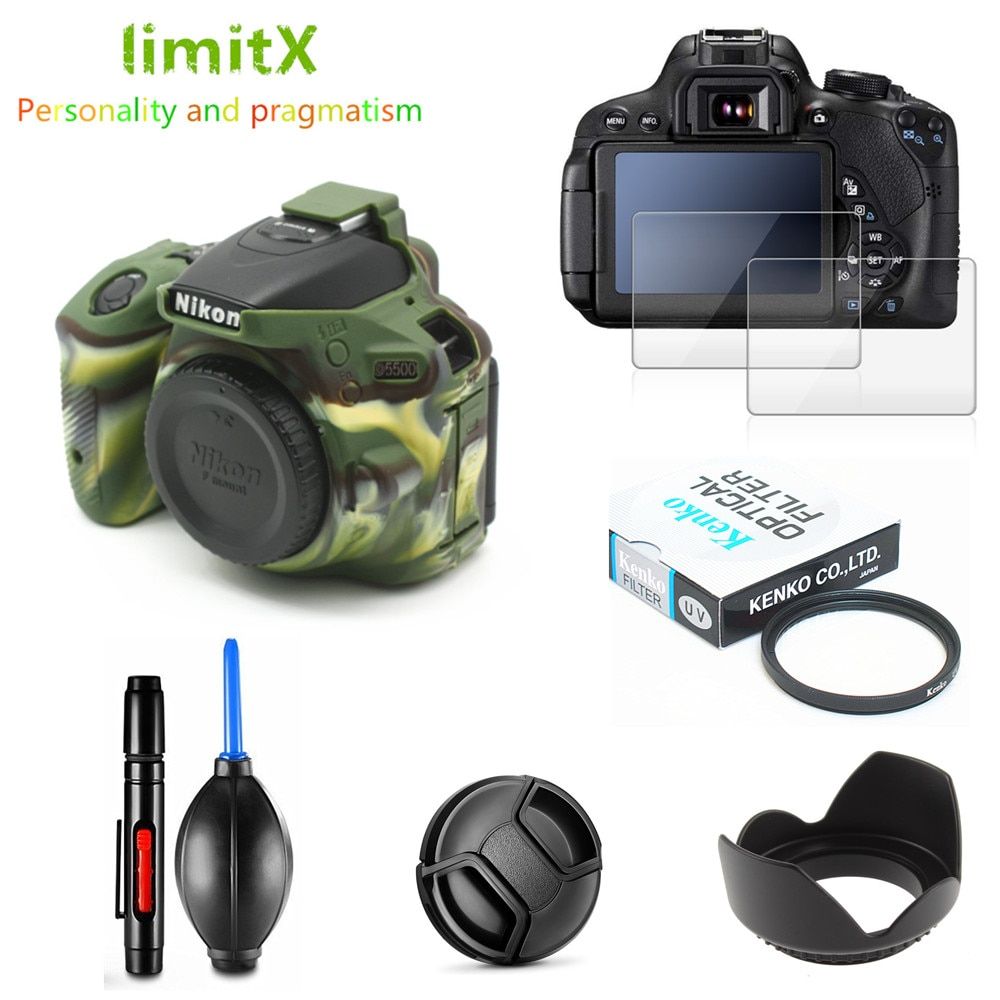 Full Protect Kit Screen Protector Camera Case UV Filter Lens Hood Cap Cleaning Pen Air Blower For Nikon D5600 AF-P 18-55mm VR ABDSW