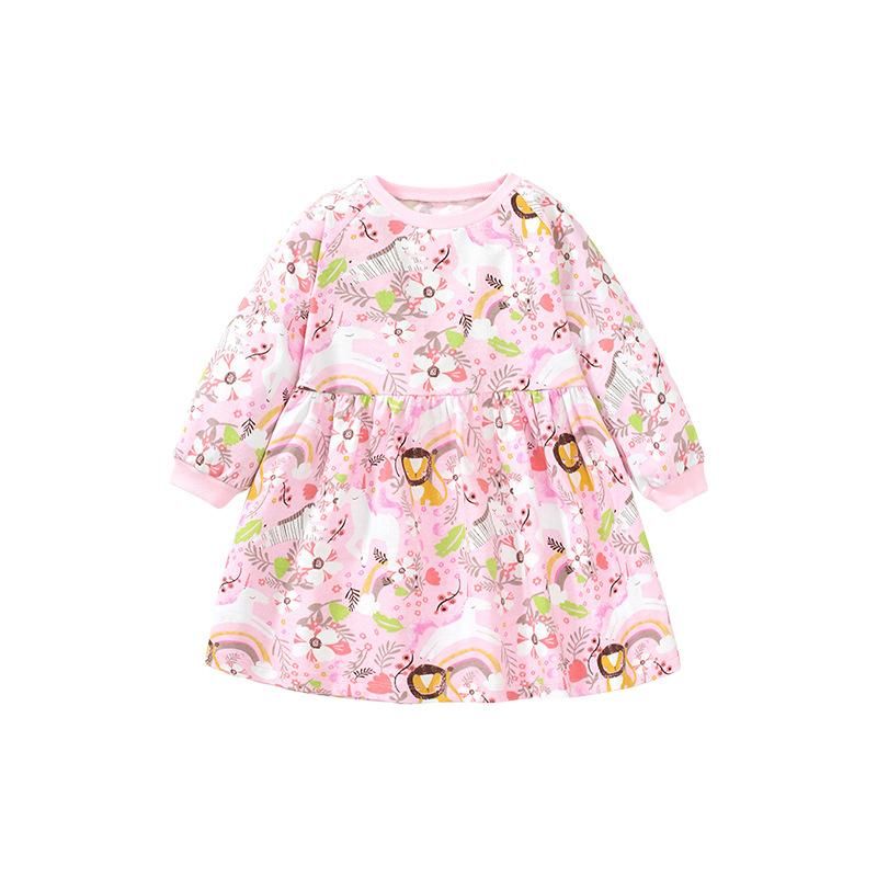 2023 Autumn New European and American Long Sleeve Girl Dress Home Cotton Children'