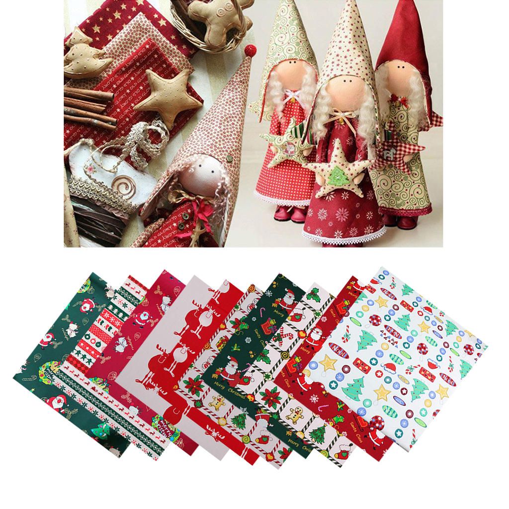 10Lot Christmas Fabric Charm Pack 98 SQUARES Holiday Quilting 10Pcs