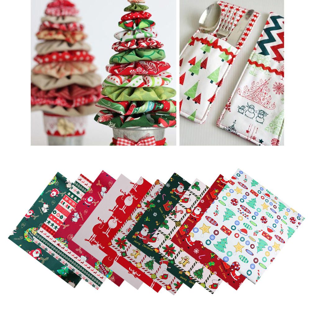 10Lot Christmas Fabric Charm Pack 98 SQUARES Holiday Quilting 10Pcs