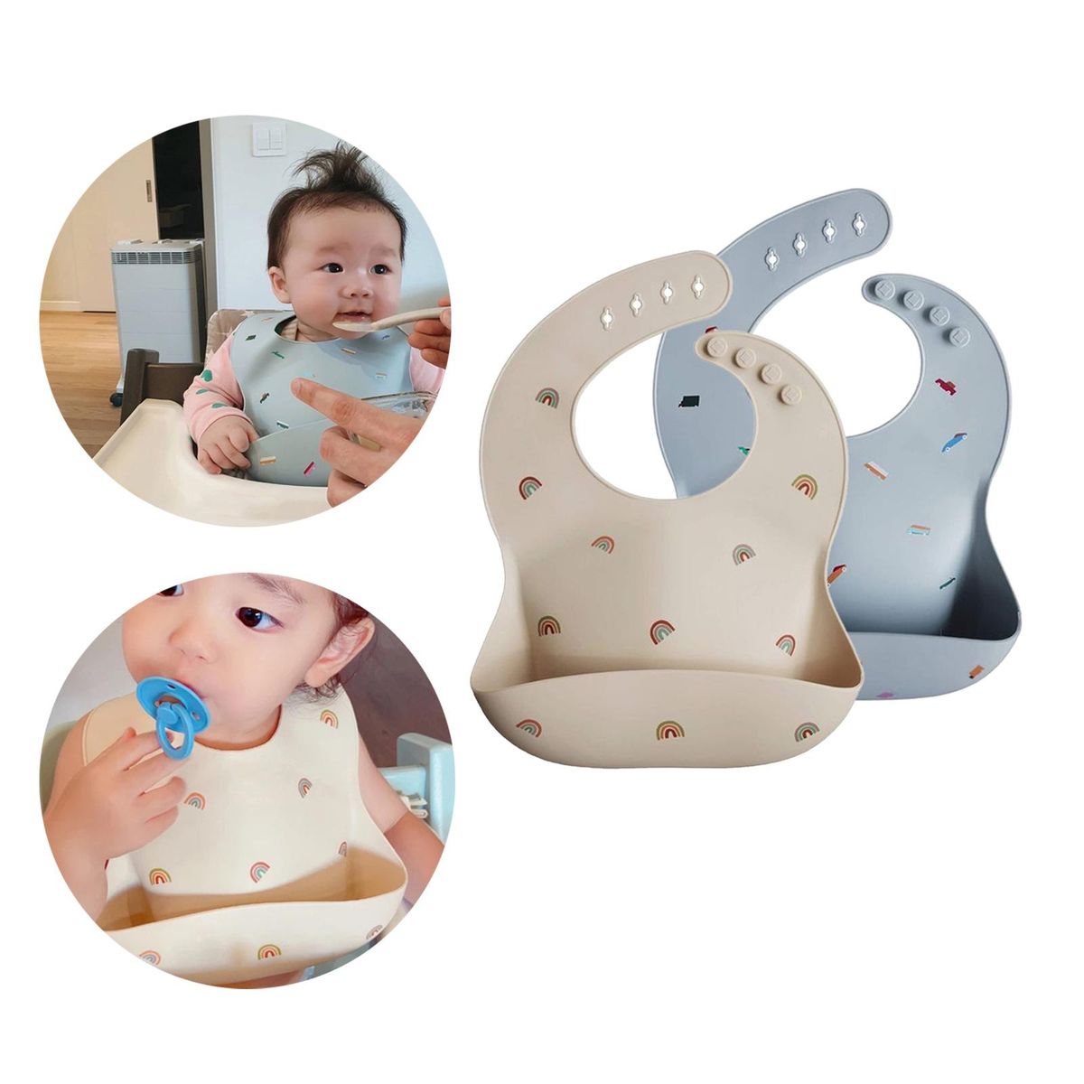 Silicone Bibs Feeding Adjustable Bib Easily Cleaned With