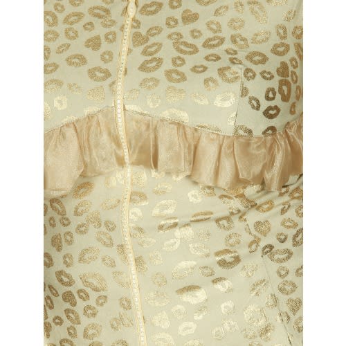 2pc Frontal Zip Corset Blouse With A Flared Organza Sleeves On Fitted Skirt. Lb-lsk/f5