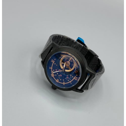 Men's Mesh Alloy Rim Stainless Steel Bracelet Wrist Watch