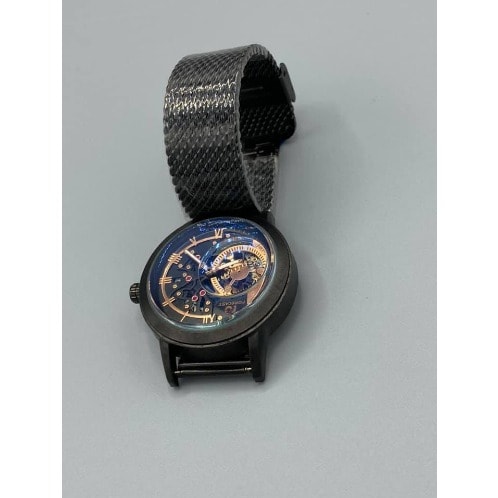 Men's Mesh Alloy Rim Stainless Steel Bracelet Wrist Watch