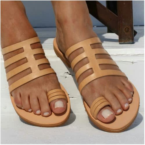 Classy Female Brown Toe Slips