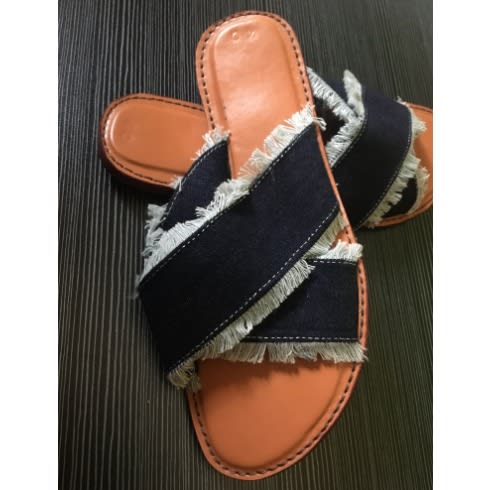 Ripped Jeans Denim Slippers For Ladies