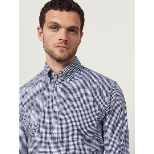 Slim Fit Navy Micro Check Shirt