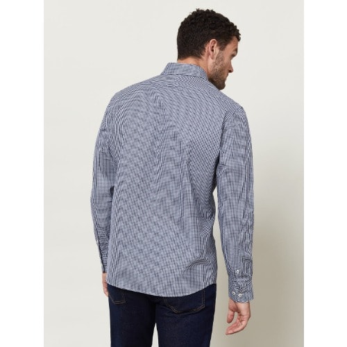 Slim Fit Navy Micro Check Shirt