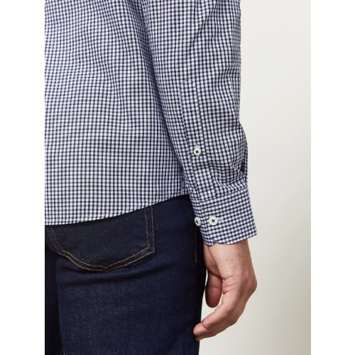 Slim Fit Navy Micro Check Shirt