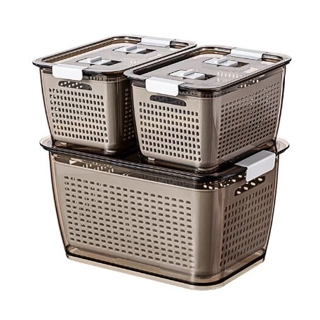 Double Layer Fruits & Vegetable Storage Set - Brown
