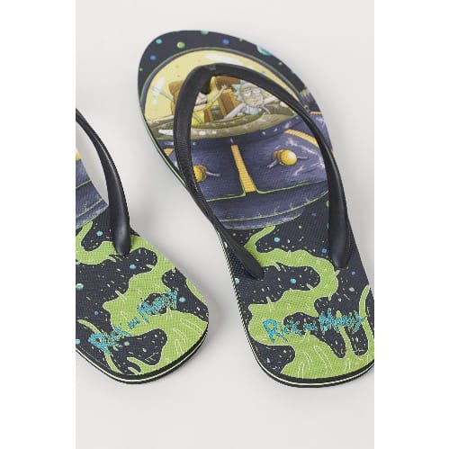 Rick And Morty Men's Flip Flop - Black