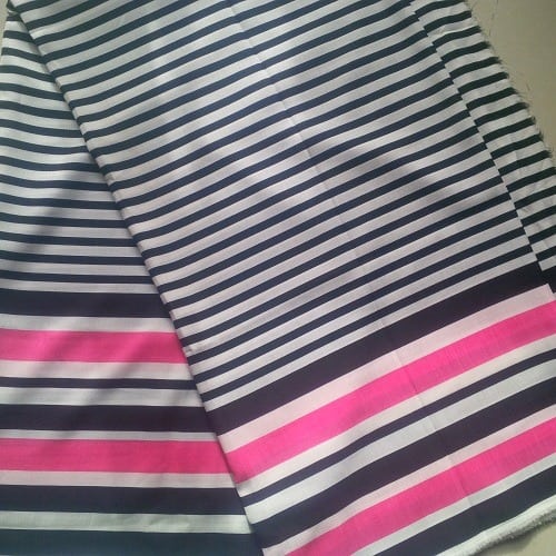 Black White And Pink Striped Chiffon - 4 Yards