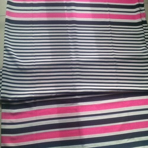 Black White And Pink Striped Chiffon - 4 Yards