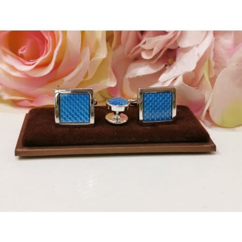 Blue Patterned Cufflinks - Square